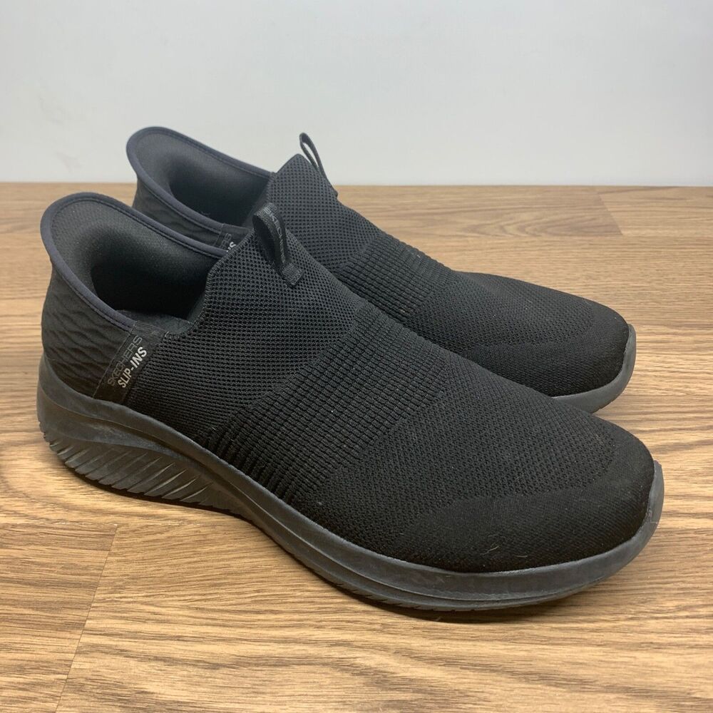 Skechers Men's Quick Fit Slip-On Casual‎ Sneakers Black Size 12M Handsfree